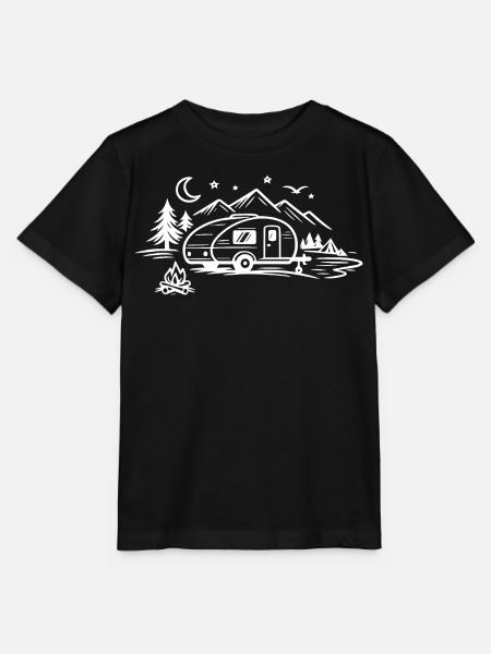 Camping Anhänger Landschaft - Stanley/Stella Kinder T-Shirt MINI CREATOR - Schwarz