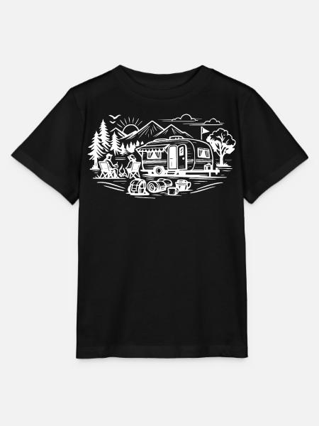 Camping Anhaenger Landschaft  - Stanley/Stella Kinder T-Shirt MINI CREATOR  - Schwarz