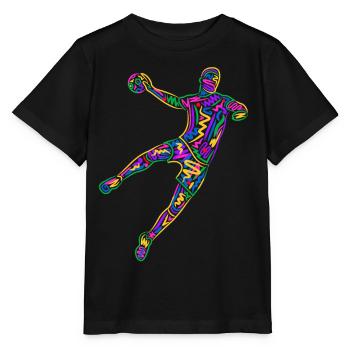 Bunter Handballspieler Handballer Jungen Handball - Stanley/Stella Kinder T-Shirt MINI CREATOR  - Schwarz - Vorne - Mikhail (115cm)