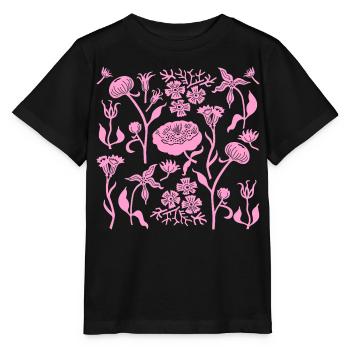 Pfingstrosen für immer L Botanische Pfingstrosen L Rosa - Stanley/Stella Kinder T-Shirt MINI CREATOR  - Schwarz - Vorne - Mikhail (115cm)