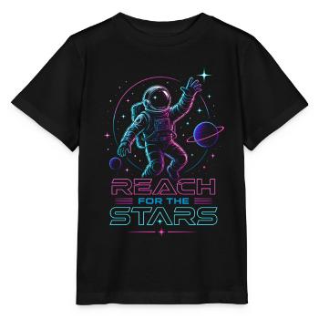 Astronaut "Reach for the Stars" | Weltraum  - Stanley/Stella Kinder T-Shirt MINI CREATOR  - Schwarz - Vorne - Mikhail (115cm)