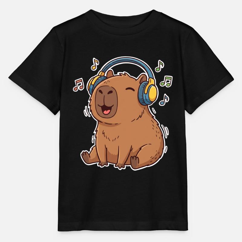 Capybara Musik Singen - Stanley/Stella Kinder T-Shirt MINI CREATOR - Schwarz