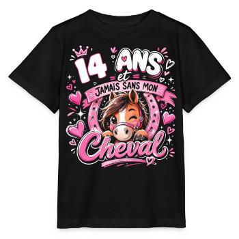 Cheval 14 Ans Anniversaire Ado Poney - T-shirt bio MINI CREATOR Stanley/Stella Enfant - noir - Devant - Mikhail (115cm)
