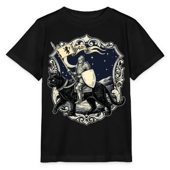 Ren Faire Mittelalterliche Ritterkatzen-Renaissance - Stanley/Stella Kinder T-Shirt MINI CREATOR  - Schwarz - Vorne - Mikhail (115cm)