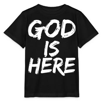 god is here - Stanley/Stella MINI CREATOR Kids’ T-Shirt - black - Front - Mikhail (115cm)
