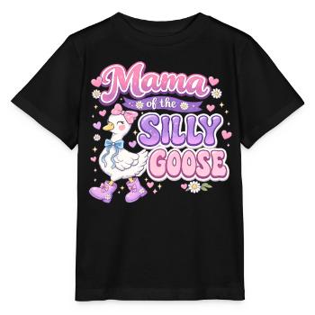 Mama of the Silly Goose – Grooviger Retro-Stil - Stanley/Stella Kinder T-Shirt MINI CREATOR  - Schwarz - Vorne - Mikhail (115cm)