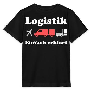 Logistik Design: Flugzeug, Lkw, Fracht - Stanley/Stella Kinder T-Shirt MINI CREATOR  - Schwarz - Vorne - Mikhail (115cm)