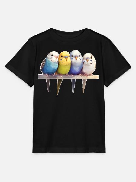 Wellensittiche Gruppe - Stanley/Stella Kinder T-Shirt MINI CREATOR - Schwarz