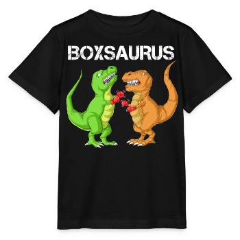 Boxing Saurus Dinosaur Funny T-Rex Gym Fighter - Stanley/Stella MINI CREATOR Kids’ T-Shirt - black - Front - Mikhail (115cm)