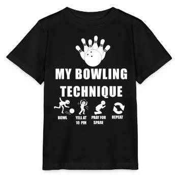 Ma technique de bowling : crier à 10 quilles humour - T-shirt bio MINI CREATOR Stanley/Stella Enfant - noir - Devant - Mikhail (115cm)