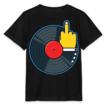 Vinyl Album with Hand Showing Middle Finger - Stanley/Stella MINI CREATOR Kids’ T-Shirt - black - Front - Mikhail (115cm)