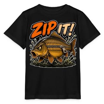 Halt die Klappe! Spiegelkarpfenfischen - Stanley/Stella Kinder T-Shirt MINI CREATOR  - Schwarz - Vorne - Mikhail (115cm)