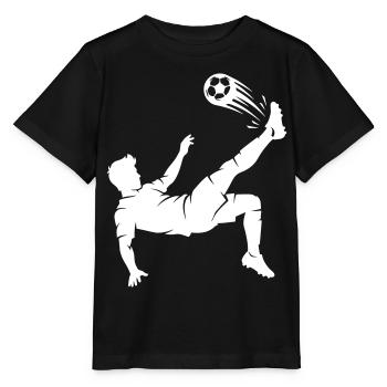 Fallrückzieher Fussball Silhouette - Stanley/Stella Kinder T-Shirt MINI CREATOR  - Schwarz - Vorne - Mikhail (115cm)