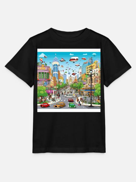 Farbenfrohe Zukunftsstadt - Stanley/Stella Kinder T-Shirt MINI CREATOR - Schwarz