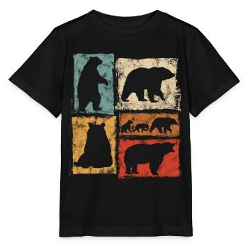 Bären Perspektiven Retro Tierdruck - Stanley/Stella Kinder T-Shirt MINI CREATOR  - Schwarz - Vorne - Mikhail (115cm)