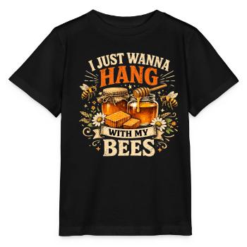 Je veux juste traîner avec mes abeilles Pot à miel - T-shirt bio MINI CREATOR Stanley/Stella Enfant - noir - Devant - Mikhail (115cm)
