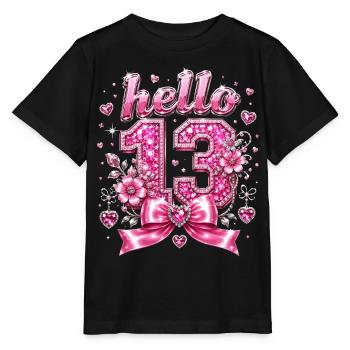 Hello 13 Diamants et Nœud Rose | Anniversaire - T-shirt bio MINI CREATOR Stanley/Stella Enfant - noir - Devant - Mikhail (115cm)