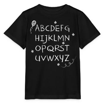 ABC chalk writing white stars & balloon - Stanley/Stella MINI CREATOR Kids’ T-Shirt - black - Front - Mikhail (115cm)