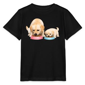 Maman mange des croquettes avec son bébé - T-shirt bio MINI CREATOR Stanley/Stella Enfant - noir - Devant - Mikhail (115cm)