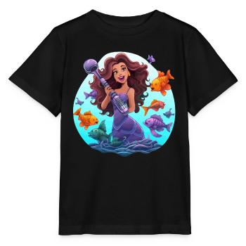 Meeresmusikerin mit Mikrofon - Stanley/Stella Kinder T-Shirt MINI CREATOR  - Schwarz - Vorne - Mikhail (115cm)
