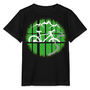 Bergbike im Gridfenster - Stanley/Stella Kinder T-Shirt MINI CREATOR  - Schwarz - Vorne - Mikhail (115cm)