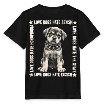 Chemise Love Dogs Hate Fascism - T-shirt bio MINI CREATOR Stanley/Stella Enfant - noir - Devant - Mikhail (115cm)