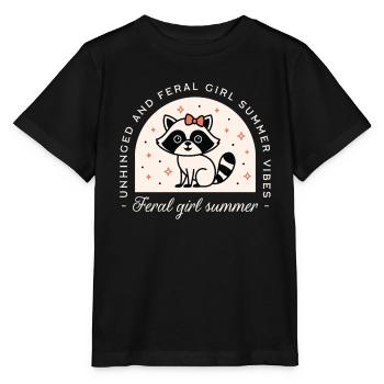 Feral girl summer raccoon - Stanley/Stella MINI CREATOR Kids’ T-Shirt - black - Front - Mikhail (115cm)