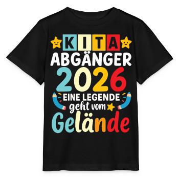 Kita Abgänger 2026 Eine Legende Geht Vom Gelände  - Stanley/Stella Kinder T-Shirt MINI CREATOR  - Schwarz - Vorne - Mikhail (115cm)