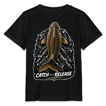 Catch & Release Karpfenfischen - Stanley/Stella Kinder T-Shirt MINI CREATOR  - Schwarz - Vorne - Mikhail (115cm)