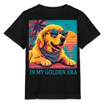 Golden Retriever Era Vintage | Chien Retro Sunset - T-shirt bio MINI CREATOR Stanley/Stella Enfant - noir - Devant - Mikhail (115cm)