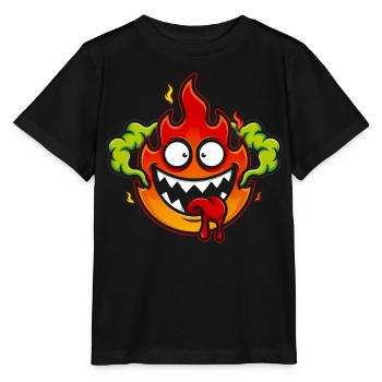 Crazy Fire Monster - Stanley/Stella Kinder T-Shirt MINI CREATOR  - Schwarz - Vorne - Mikhail (115cm)