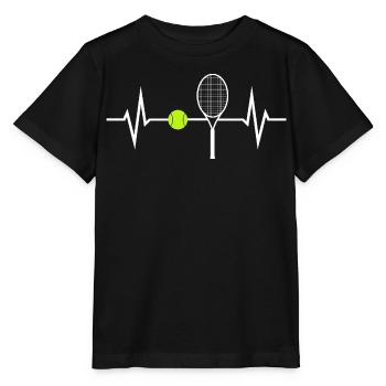 Tennis Liebe EKG Herzschlag Herzfrequenz Puls - Stanley/Stella Kinder T-Shirt MINI CREATOR  - Schwarz - Vorne - Mikhail (115cm)