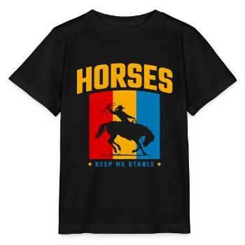 Horses Keep Me Stable - Cowboy Rétro - Stanley/Stella Kinder T-Shirt MINI CREATOR  - Schwarz - Vorne - Mikhail (115cm)