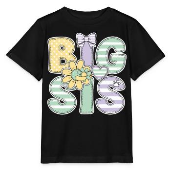 Geschlechterenthüllung Big Sis Babyparty Big Sister - Stanley/Stella Kinder T-Shirt MINI CREATOR  - Schwarz - Vorne - Mikhail (115cm)