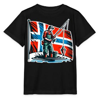 Drapeau de Norvège Angler - T-shirt bio MINI CREATOR Stanley/Stella Enfant - noir - Devant - Mikhail (115cm)