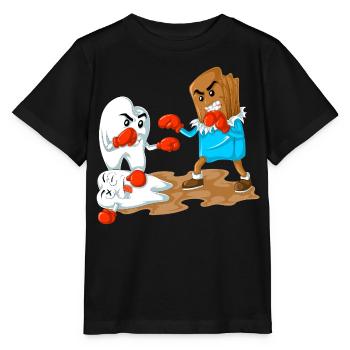 Schokolade vs. Zahnboxen lustiges Zahnarztgeschenk - Stanley/Stella Kinder T-Shirt MINI CREATOR  - Schwarz - Vorne - Mikhail (115cm)