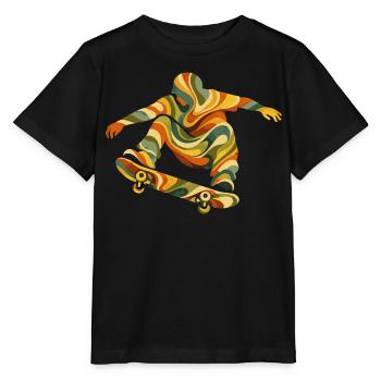 Skateur Vagues Rétro | Design Skate Vintage Psyché - T-shirt bio MINI CREATOR Stanley/Stella Enfant - noir - Devant - Mikhail (115cm)