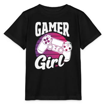 Gamer Girl Retro Controller Vintage Female Gambler - Stanley/Stella MINI CREATOR Kids’ T-Shirt - black - Front - Mikhail (115cm)