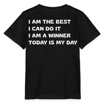 Affirmations puissantes - T-shirt bio MINI CREATOR Stanley/Stella Enfant - noir - Devant - Mikhail (115cm)