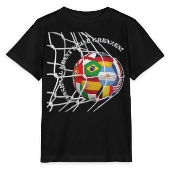 Fußball kennt keine Grenzen – Welt-Ball im Tornetz - Stanley/Stella Kinder T-Shirt MINI CREATOR  - Schwarz - Vorne - Mikhail (115cm)