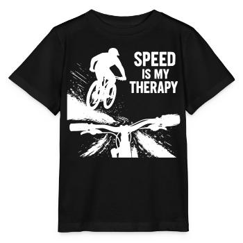 La vitesse est ma thérapie - Point de vue du saut en descente en VTT - T-shirt bio MINI CREATOR Stanley/Stella Enfant - noir - Devant - Mikhail (115cm)