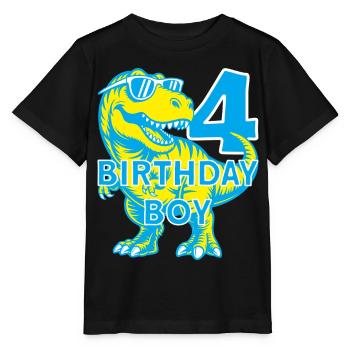 DINO 4 ANS DINOSAURE 4E ANNIVERSAIRE - T-shirt bio MINI CREATOR Stanley/Stella Enfant - noir - Devant - Mikhail (115cm)