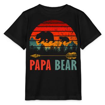 Papa Bear Vintage Retro Father Husband Family Gift - Stanley/Stella Kinder T-Shirt MINI CREATOR  - Schwarz - Vorne - Mikhail (115cm)