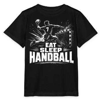 Motif Handball Mange, Dors Répéter - T-shirt bio MINI CREATOR Stanley/Stella Enfant - noir - Devant - Mikhail (115cm)