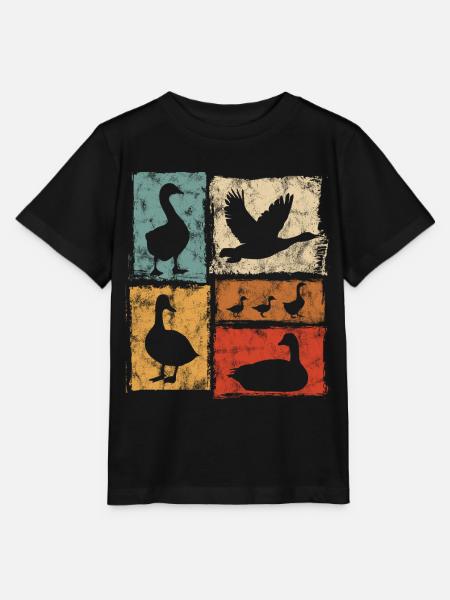 Gänse In Bewegung - Retro Bauernhof Grafik - Stanley/Stella Kinder T-Shirt MINI CREATOR - Schwarz