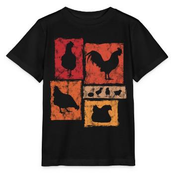 Chickens in perspective for farmer and farm - Stanley/Stella MINI CREATOR Kids’ T-Shirt - black - Front - Mikhail (115cm)