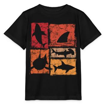 Shark Silhouettes in Perspective Graphic - Stanley/Stella MINI CREATOR Kids’ T-Shirt - black - Front - Mikhail (115cm)
