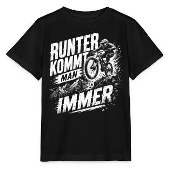 Mountainbike Runter kommt man immer - Stanley/Stella Kinder T-Shirt MINI CREATOR  - Schwarz - Vorne - Mikhail (115cm)