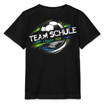 Fußball Einschulung 2026 – Team Schule - 1. Klasse - Stanley/Stella Kinder T-Shirt MINI CREATOR  - Schwarz - Vorne - Mikhail (115cm)