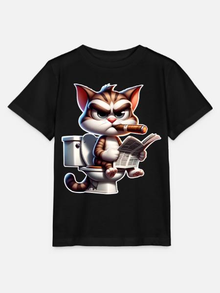 Katze Toilette Zeitung - Stanley/Stella Kinder T-Shirt MINI CREATOR - Schwarz